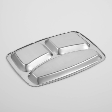 Stainless steel tray, 3 sections, 29 × 21 × 1.5 cm-2