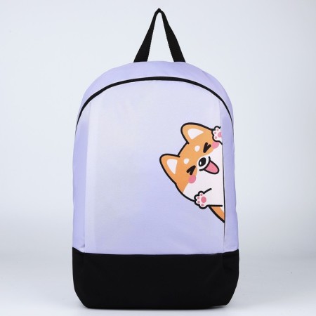 School textile “Corgi”, 46x30x10 cm, vertical pocket, purple color-1