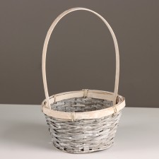 Корзина плетеная, D17x10,5хH33см, серый, бамбук