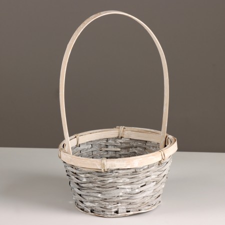 Wicker basket, d17x10.5xh33cm, gray, bamboo