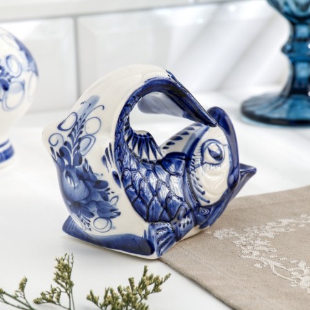Napkin "fish", small, gzhel, porcelain, 10x12 cm-2