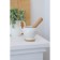 Porcelain mortar for spices with a pestle on the bamboo stand Bellatenero, 380 ml, white color