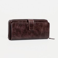 Male purse at the Textura zipper, for bills, for maps, for coins, brown color