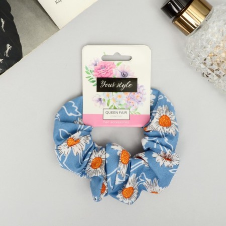 Hair elastic band "Orbit" Sunflower Print, 10 cm, mix