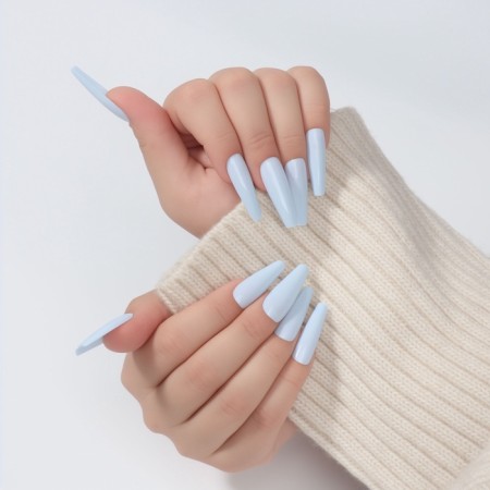 Patching nails, 24 pcs, ballerina shape, blue color-6