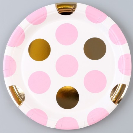 Paper plate "Peas", in the set 6 pcs., Pink color