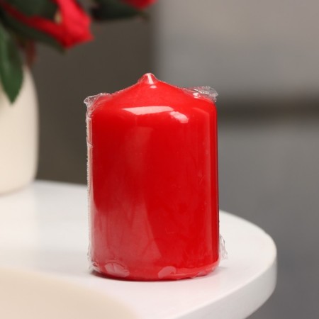 Candle - cylinder, 4x6 cm, 9 hours, red-2