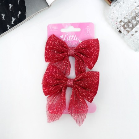 Hair clip "Marta" (set 2 pcs) shine, 7.5 cm, red