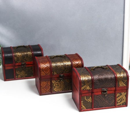 Casket chest wood set 3 pcs pattern "Flowers" mix 22x15x15 cm-9