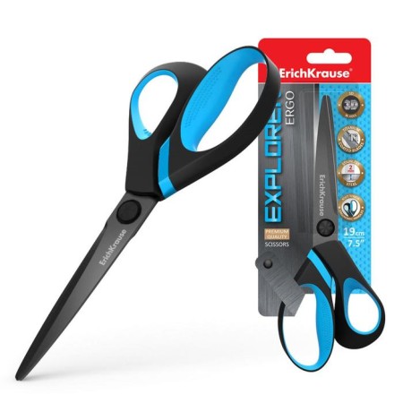 Scissors 19 cm, Explorer, increased thickness of blades, with non-steel coating, handles with anti-slip rubber inserts