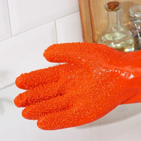Rubber gloves for cleaning vegetables, fish, one size size-4