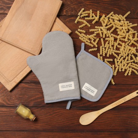 Set of kitchen. Dolyana "Soul cuisine" Tsv. gray mittens-seging 20x28cm, Take17x17cm-6
