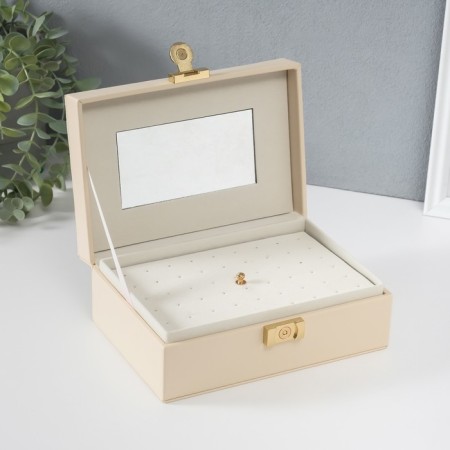 Casket to the leatherette for jewelry "Sweet. Strips" Dairy 14x20x8 cm-1