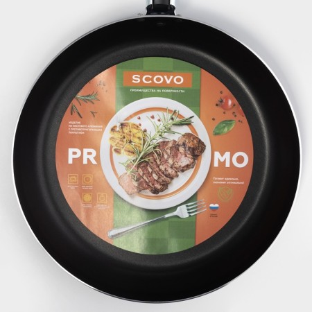 Pan PROMO, D = 26 cm, glass cover, anti -stick coating, black color-7