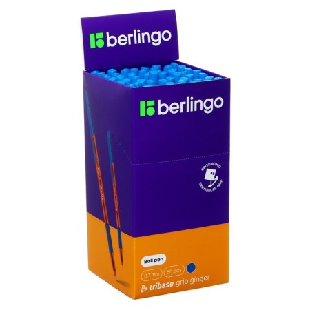 Ballpoint handle Berlingo "Tribase Grip Ginger", 0.7 mm, flu, light blue-4