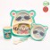 A set of children's bamboo dishes "Raccoon", plate, bowl, glass, devices, 5 items