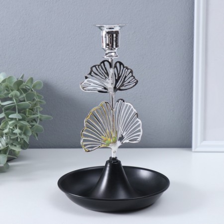 Summary Metal per 1 candle "Ginkgo sheet" D-2 cm 15.5x15.5x24.5 cm-1