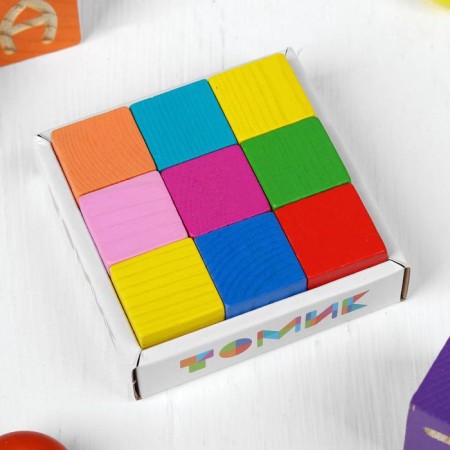Wooden cubes "Mini" 9 pcs., 2.7 × 2.7 cm, Mix color, volume-3