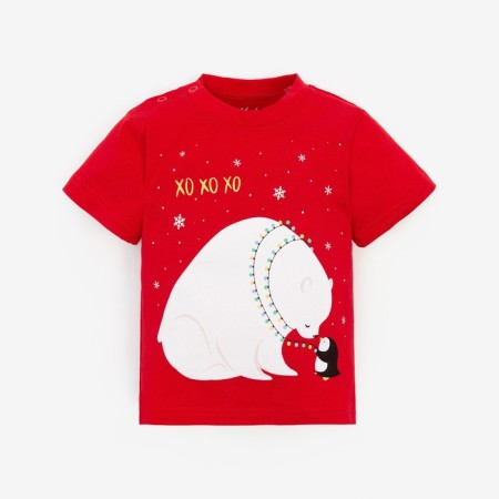 Children's T -shirt "White Bear", red color, height 62 cm