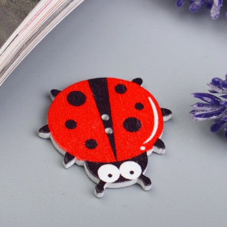 Buttons wood for creativity 2 punctures "ladybugs" set 10 pcs 2.7x3 cm-1