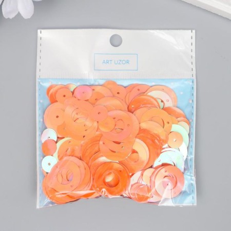Sequins "Circle in the ring" Coral set 30 grams d = 2 cm-2