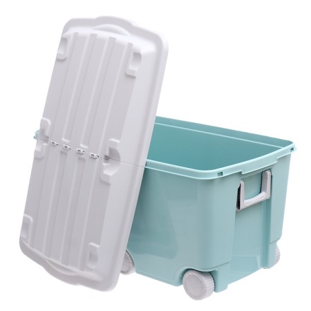 Box for toys on wheels, green color-6