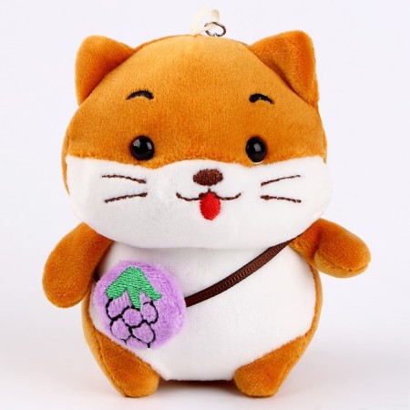 Soft toy "hamster with a fruit" on a key fob, 12 cm, color mix