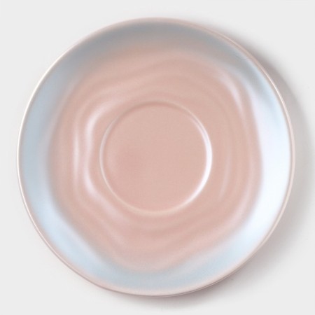 Tea couple ceramic “magic”, 3 objects: 260 ml mug, saucer d = 15.8 cm, spoon h = 14 cm, pink color-2