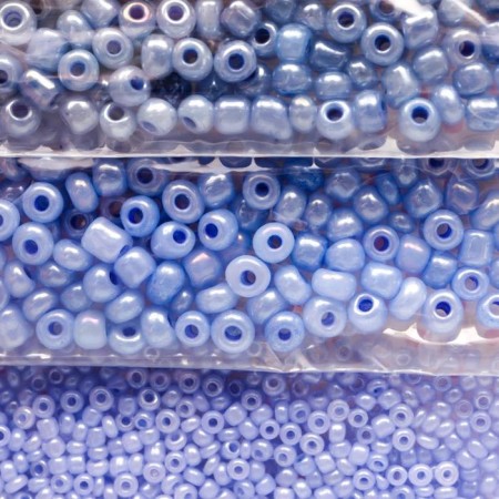 Round beads "from blue to lilac" 6 colors x 10 grams-1
