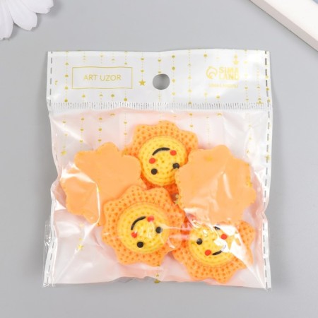 Decor for creativity plastic "Knitted Sun" 3.7x3.5 cm-3