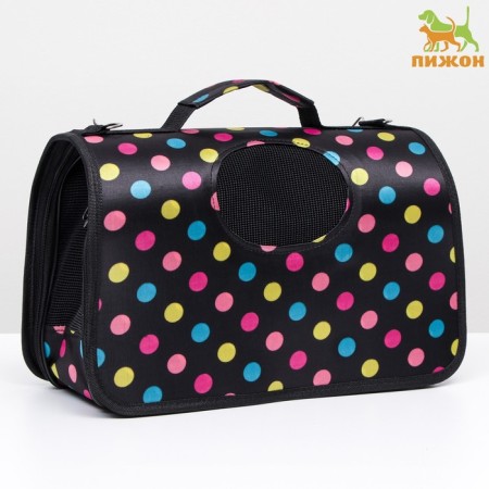 Bag - carrying for animals "peas", black, size S, 37.5 x 17 x 22 cm