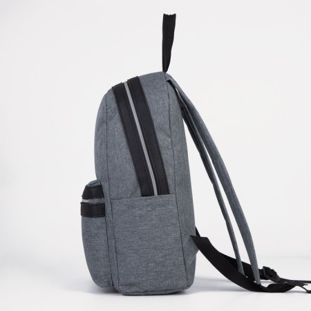 A backpack with a zipper, "saxi", outer pocket, gray color-3