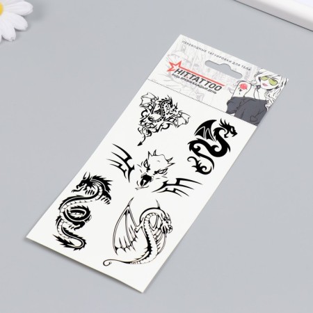 Transfer Tattoo "Dragons" Black, 9x21-1
