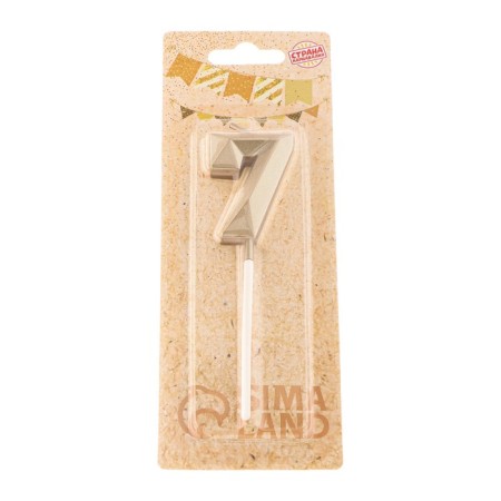 Candle in the cake on the skewer "Almaz", the number "7", champagne, 4.8x2.6 cm-6