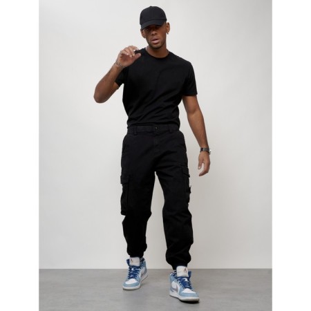 Cargo jeans male, size 44, black color-4