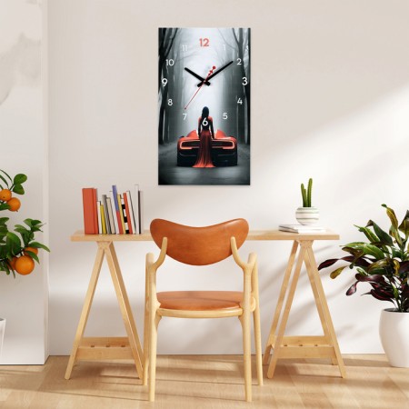 Carty clock, wall-mounted interior "girl in red", silent, 35 x 60 cm-1