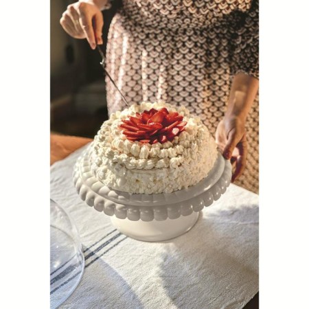Cake for a cake with a cover of Guzzini Tiffany, D = 36 cm, the color is milky white-2