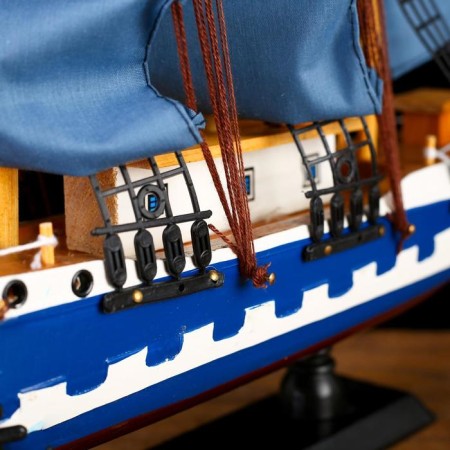 The ship is a souvenir average "horseman", the sails are blue, mix, 43x8.5x39 cm-4