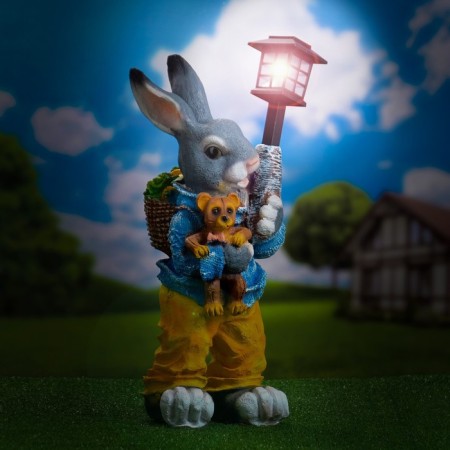 Garden Light "Hare with a flashlight and toy" 27x24x52cm