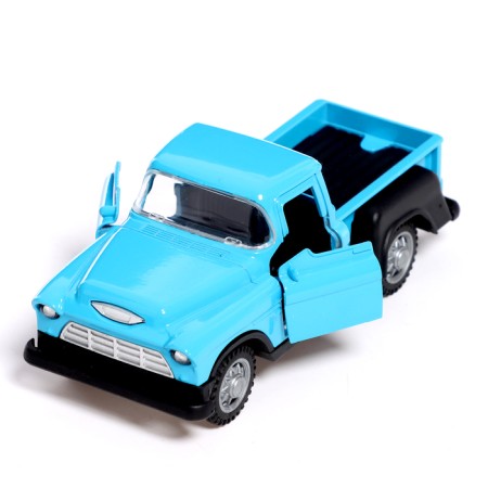Metal “pickup” machine, inertia, 1:32, doors open, light and sound effects, blue color.-3