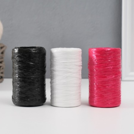 Yarn "for knitting washcloths" 100% polypropylene 300m/75 ± 10 g (set 3 pcs. White, ruby, black)