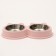 Metal dual bowl on a plastic basis 2 x 400 ml, 28 x 15.5 x 4 cm, pink