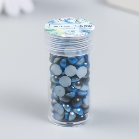 Decor "Semiobusins ​​and rhinestones. Blue gradient" D = 6 mm 10g 200 pcs 5x2.5 cm mix-4