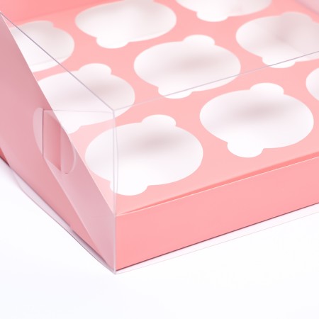 Confectionery folding box for 9 cupcakes 23.5 x 23.5 x 10, pink-2