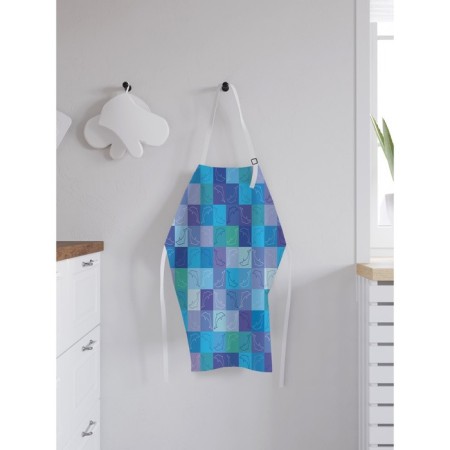 Apron kitchen with a photo print "Squares with dolphins", adjustable, size OS-1