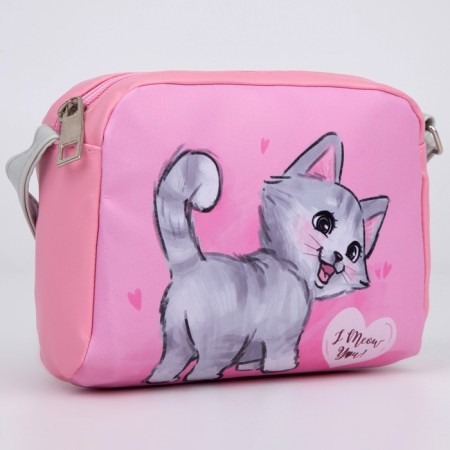 Children's bag for a girl "kitten" from eco-leather, on a strap, 15x12x3 cm-4