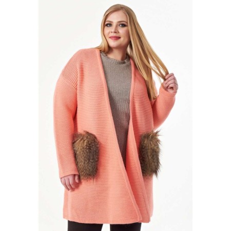 Cardigan female, size 52, coral color