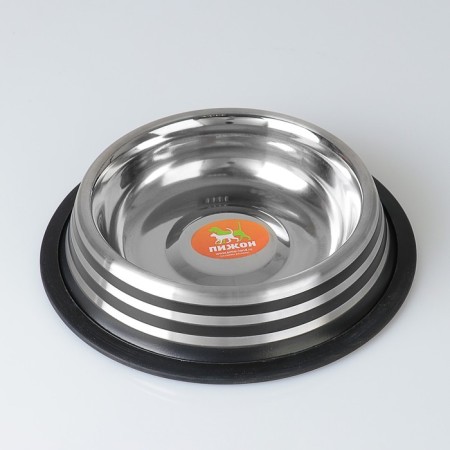 A bowl with a non -slip base with colored stripes, 470 ml, black-1