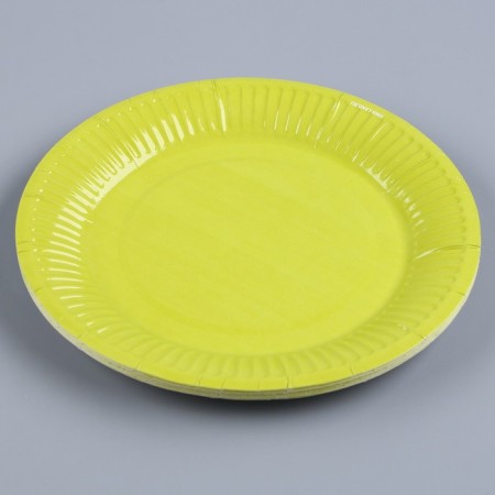 Disposable paper plate "yellow-green", plain, 18 cm-2