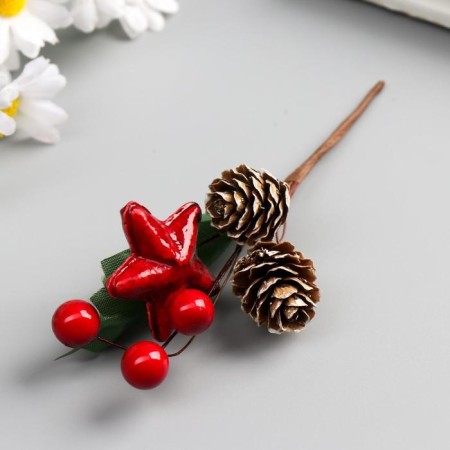 Decor for creativity "A twig with cones and berries" 16.5 cm-1